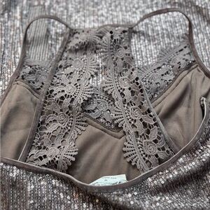 Joyfolie Charcoal Lace Accent Bra